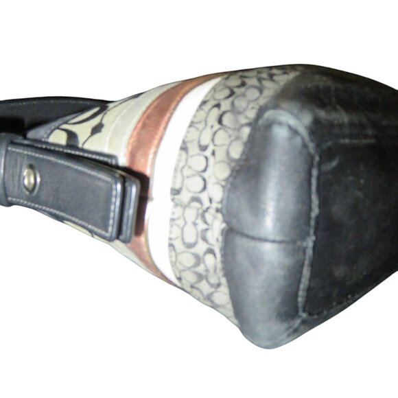 Coach 2007 Signature C Top Handle Striped Canvas & Leather Satchel Shoulder Bag - Picture 8 of 12